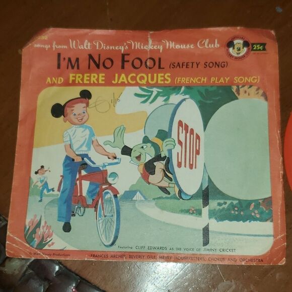 Vintage Walt Disney I'm No Fool and Frere Jacques Vinyl Orange D232A - Picture 2 of 7